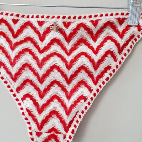 NWT Sugarfree crochet accented red & cream bikini top & bottom set - Picture 10 of 11